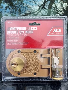 Ace Jimmyproof Double Cylinder Deadbolt Lock - Gold